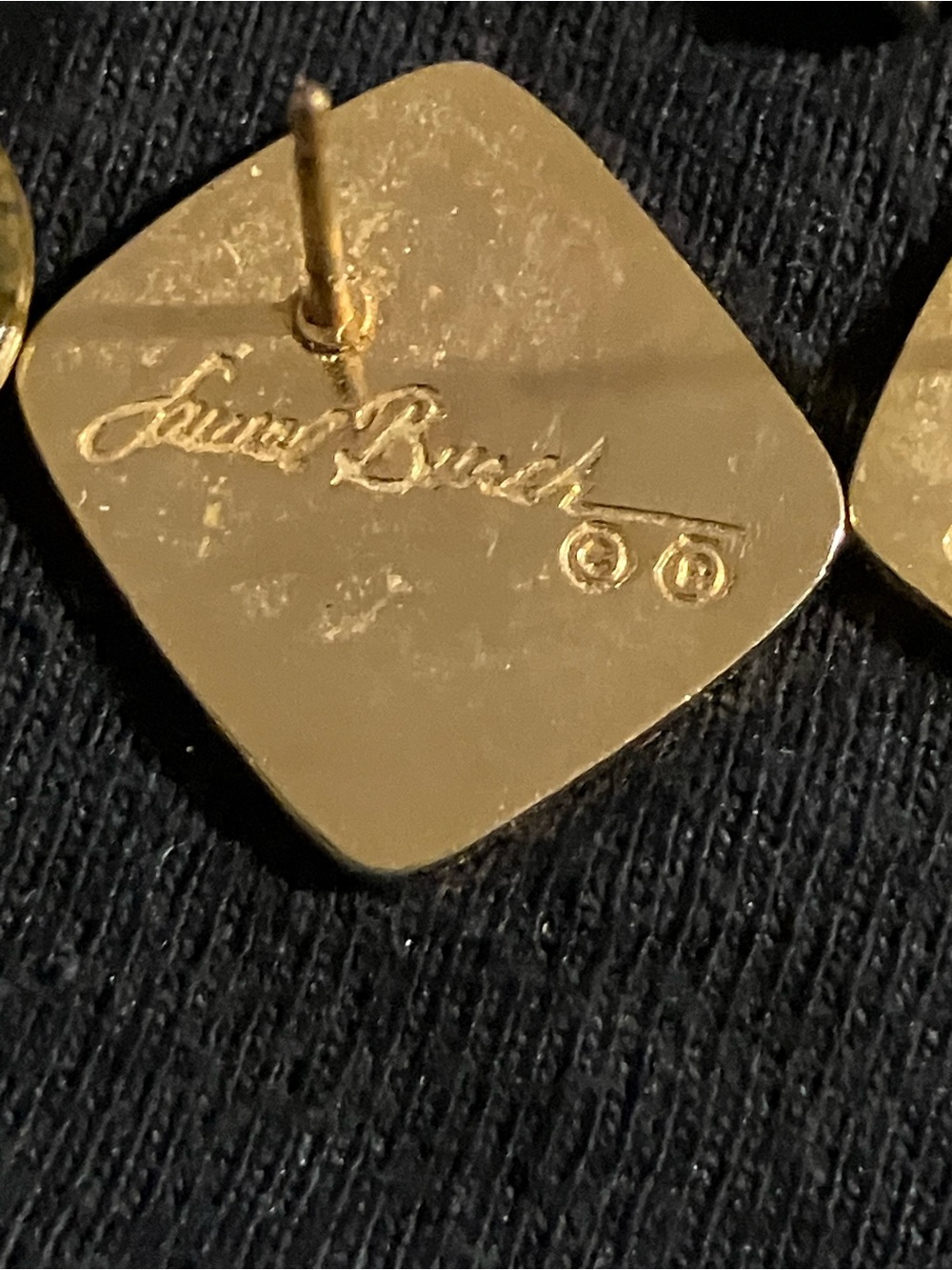 Laurel Burch Gold-Tone Square Cat Face Signature Post Earrings - Picture 2 of 5